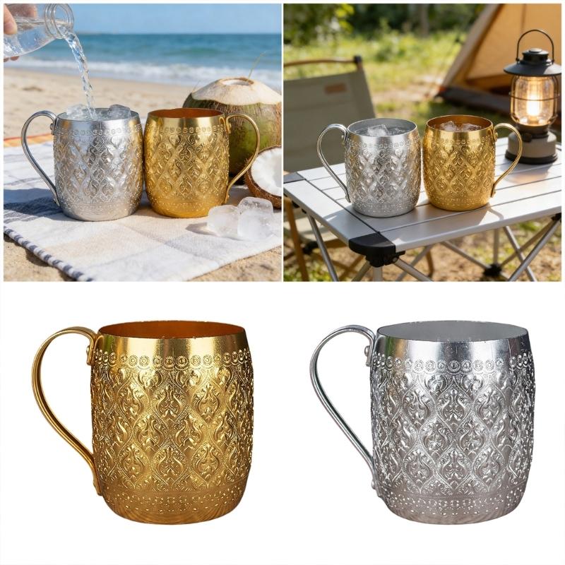 Artistic Thai Style Metal Cup With Excellent Chilling Properties Outdoor Drinking Vessel For Refreshing Summer Drink