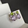 Серебряные серьги с натуральным аметистом, хризолітом (2183280)