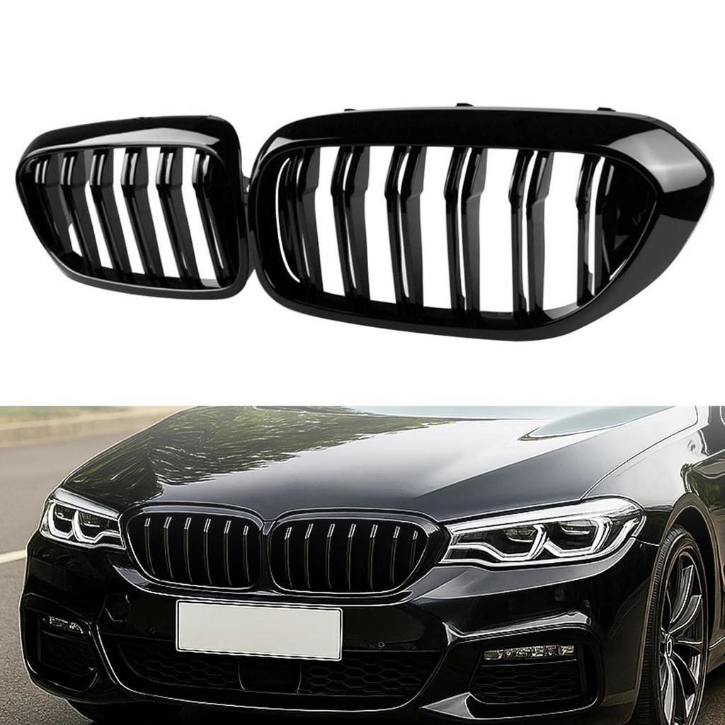 Zealhot Front Kidney Compatible with BMW 5 Series 550i Black Kidney Grille Grille, G30, G31, G38, 525i, 530i, 540i, (2018-2020), (Glossy (Double))