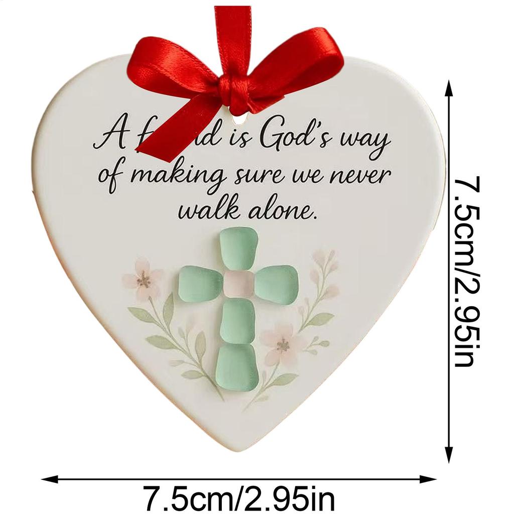 Christmas Heart Ornaments Ceramic Pendants Friendship Heart Shape Ornament For Best Friends Women Men Teacher Family Door Handle