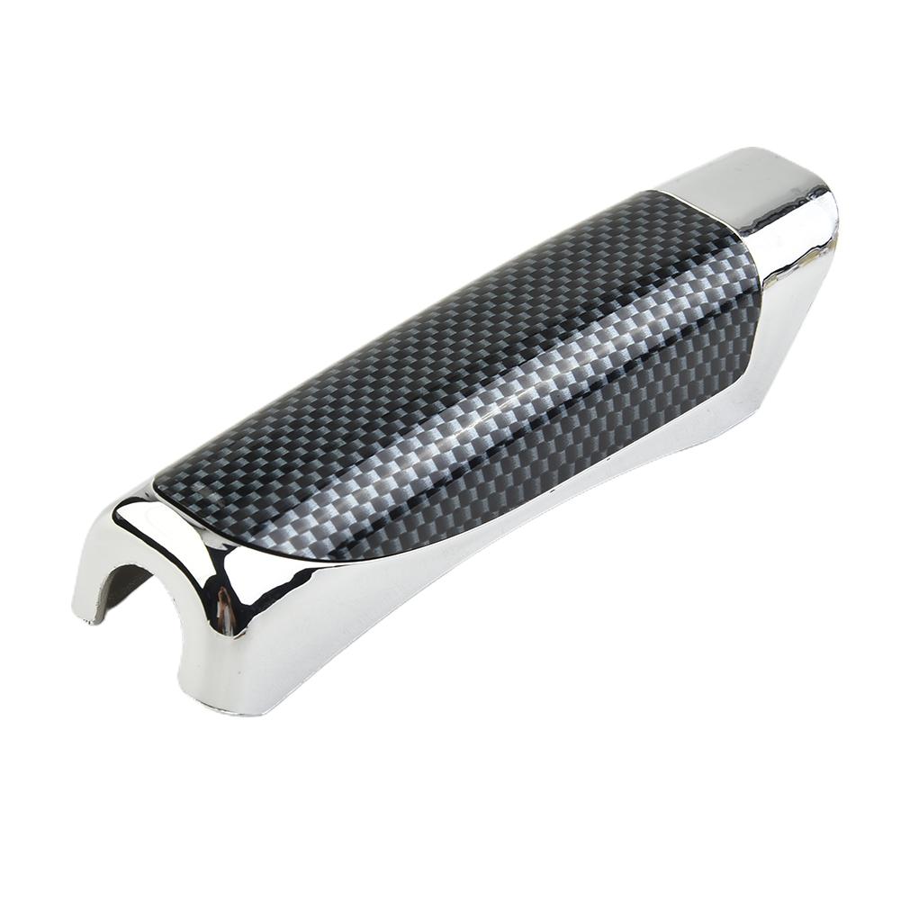 Vehicle Interior Hand Brake Protector with Carbon Fiber Pattern and Chrome Plated ABS Shell for Broad Model Coverage