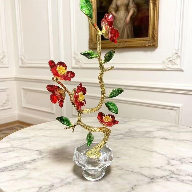 

Crystal floral ornament European living room decoration creative decoration desktop decoration plum blossom 10.5x6.5x27cm / 4.13x2.56x10.59in
