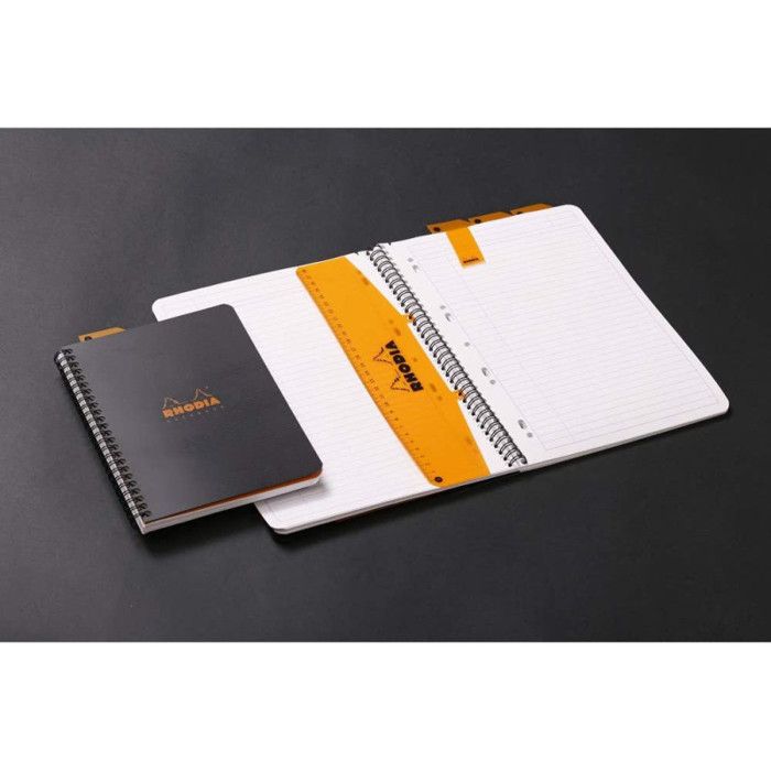 RHODIA Cahier spirale couverture noire PP 22,5x…
