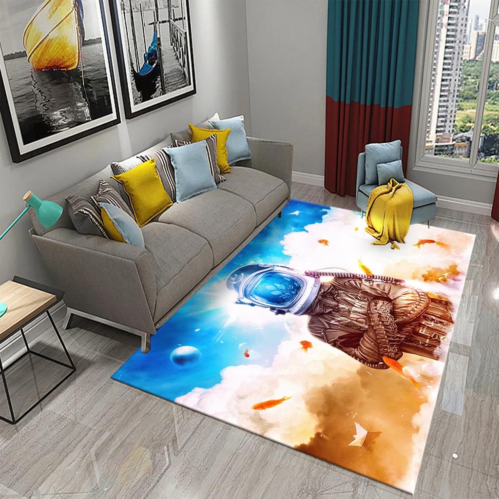 Astronaut Carpet Galaxy Universe Outer Space Moon Floor Mat Non Slip Rugs Door Mat Carpet for Living Room Bedroom Home Decor