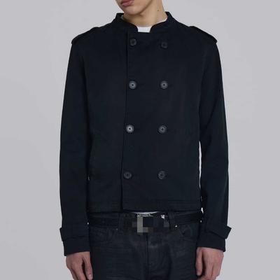Top de hombre de mezclilla simple de color negro liso, estilo retro de arte callejero Y2K
