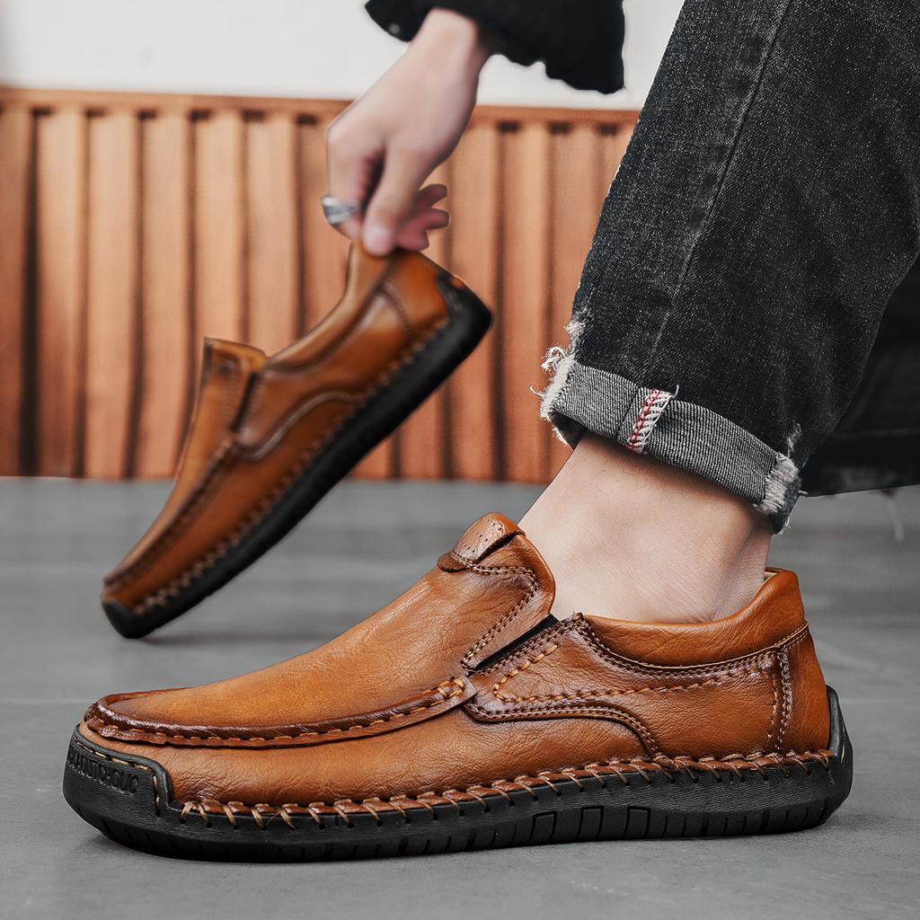 Men's Loafers Slip On Leather Casual Shoes For Men Moccasins Plus Size 39-48 Flats Sneakers Handmade Shoes