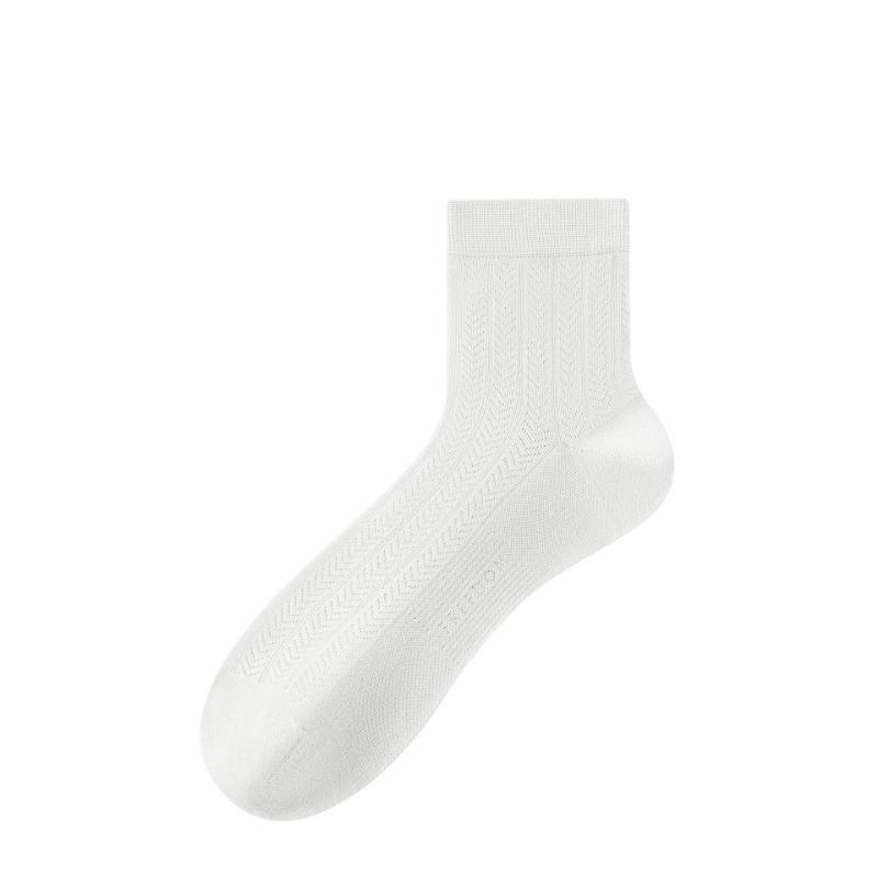 Mulberry Silk Men's Short Socks, Summer Thin Mesh Breathable Sports Anti-odor Sweat-absorbing Black Business Mid-calf Socks