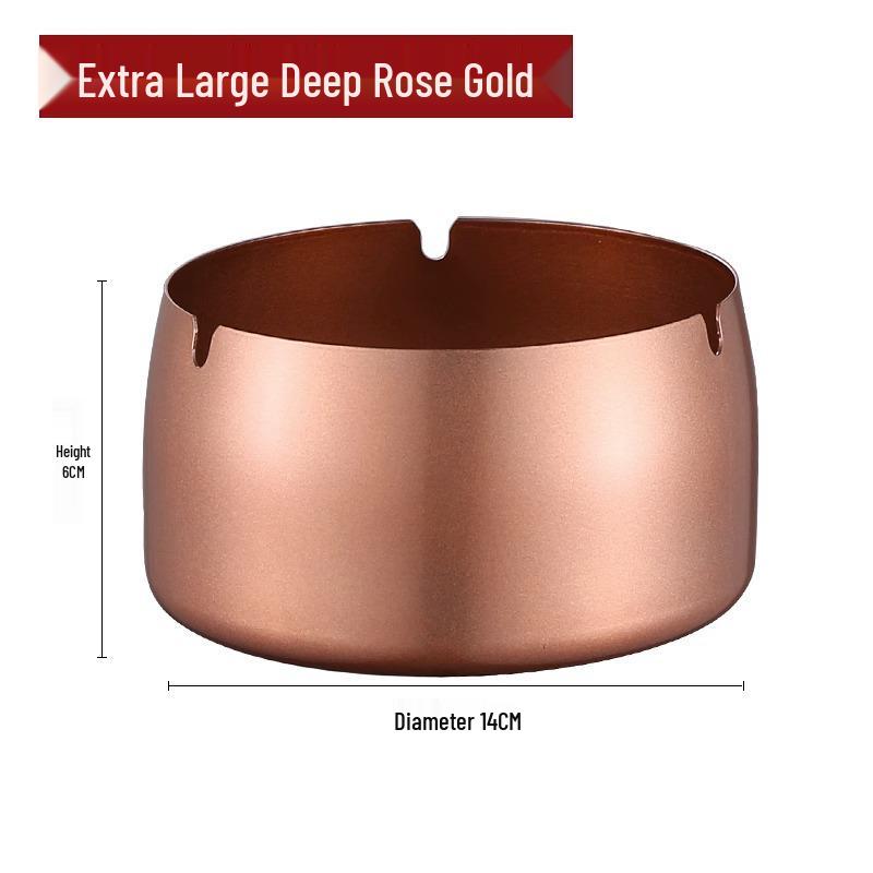 Customized Windproof Stainless Steel Ashtray with Engraved Silk Flower for Bars, Cafes, and Living Rooms