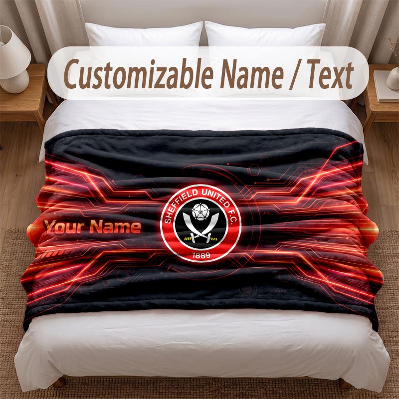 Sheffield United FC Spausduotas flanelinis pledas Su pasirinktu vardu Tekstas Minkštas šiltas užklotas Miegamajam Šventinė dovana