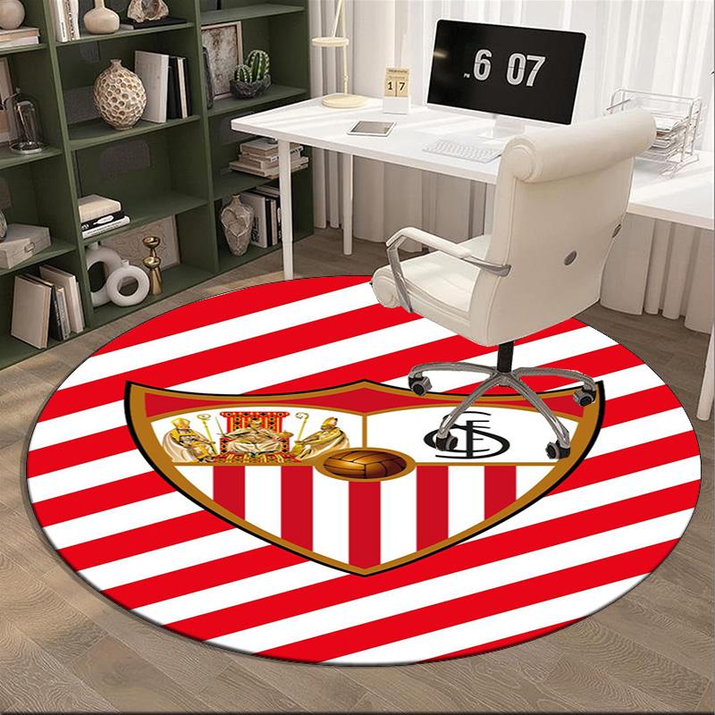 Sevilla Fc Crest Design Round Rug for Livingroom,Bedroom, Palyroom, Chair Rug, Area rug, Circle Carpet, Large Size Fan Christmas gift