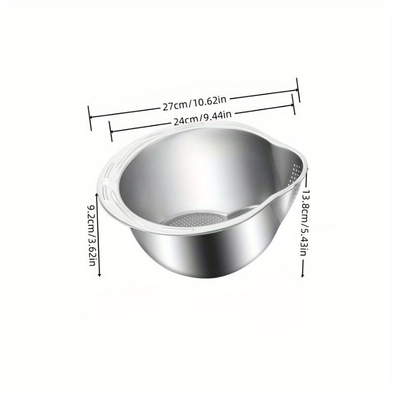 

Stainless Steel Multi-Use Kitchen Colander for Rice Washing, Fruit Draining & Vegetable Cleaning - Durable, Food-Safe Mesh Sieve серебряный