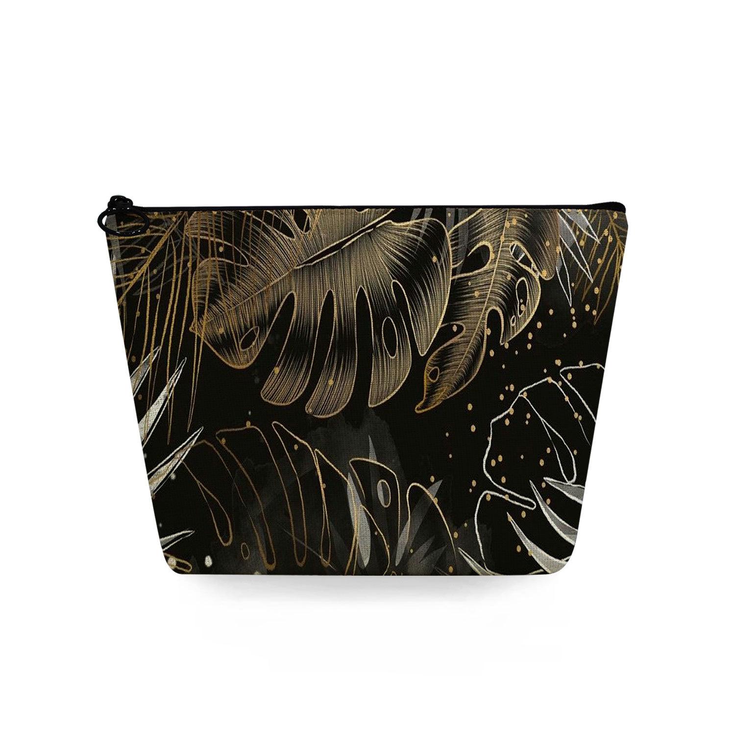 

Women Golden leaves Print Cosmetic Bag Toiletries Organize Travel Storage Case 6749
