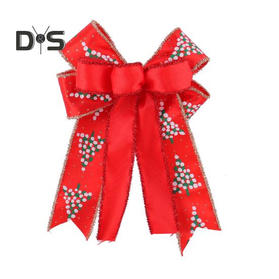 

Рождественские банты, украшения ручной работы, рождественский венок, бант, верхушка для дерева, деревенская подарочная коробка, бант, декор для дома в стиле «фермер» красный