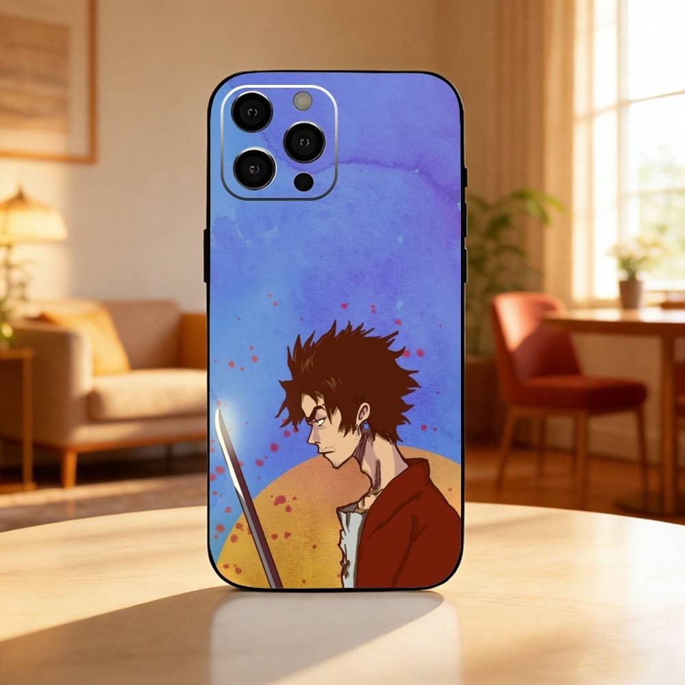Anime S-Samurai C-Champloo Phone Case For iPhone17,16,15,14,13,12 Plus,Max Soft Silicone Black Cover