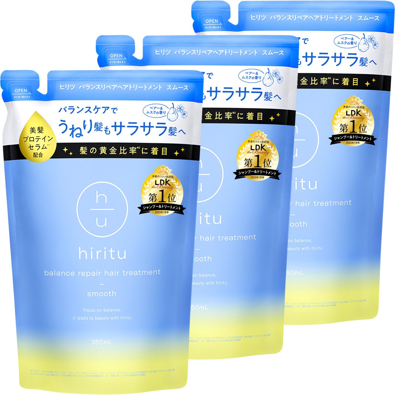 

[Web exclusive] hiritu treatment refill [smooth] 350mL x 3 set Pear & musk scent