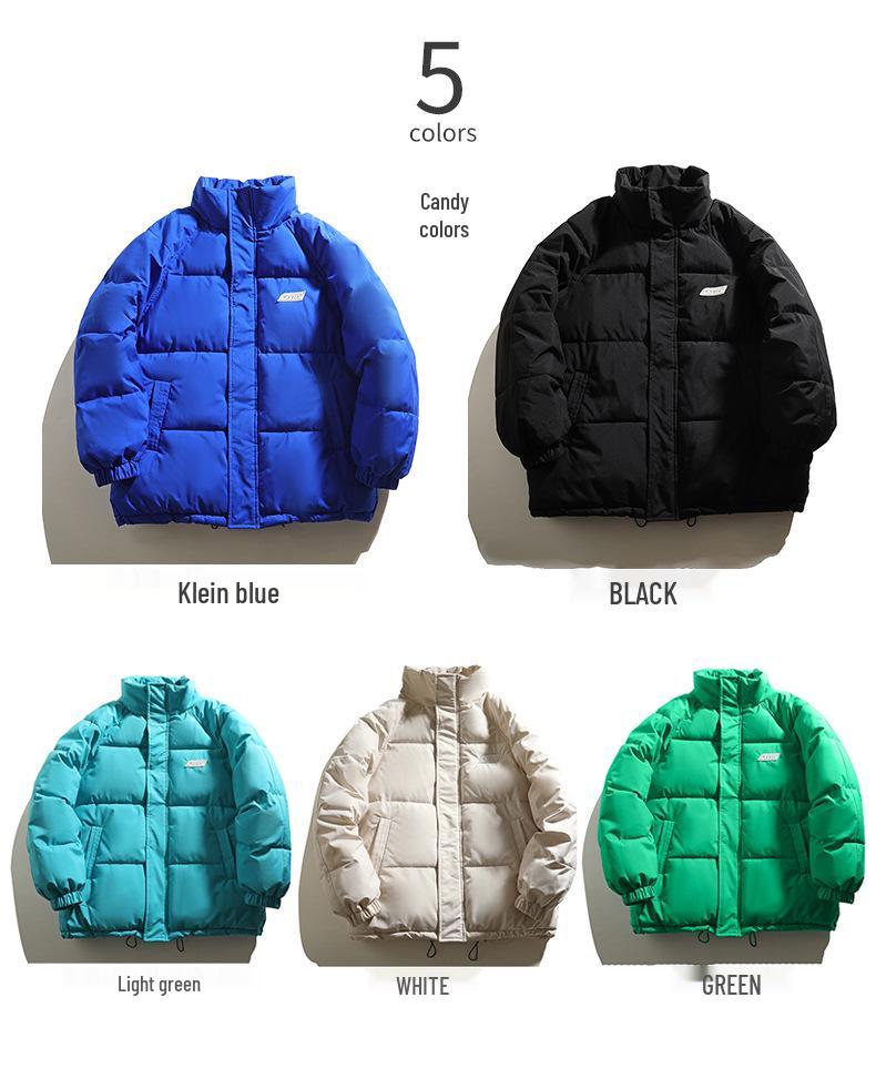 Unisex 2024 Winter Loose Cotton-Padded Jacket - Stand-Up Collar, Plus Size, Trendy Short Coat