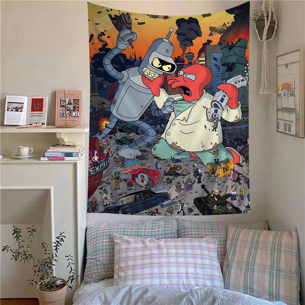 

Cartoon FFuturamas Hippie Wall Hanging Tapestries Bohemian Wall Tapestries Mandala INS Home Decor 74x94cm(29x37in)