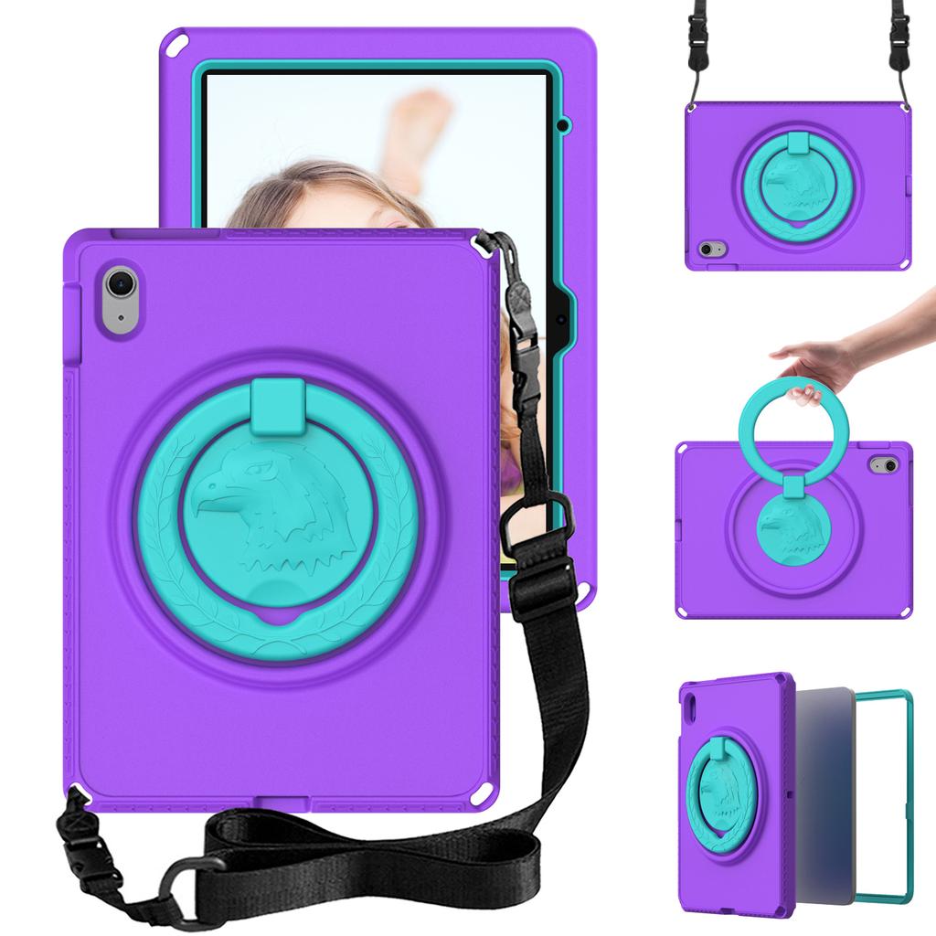 For iPad (2025)/10.9 (2022)/Air 11 (2025)/(2024) Case Eagle Pattern Rotating Kickstand Tablet Cover with Shoulder Strap