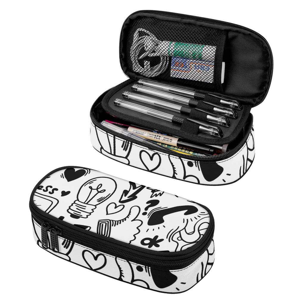 Pencil Case Zipper Closure Roomy Interior 300D Polyester with Mesh Pocket Removable Divider and Pen Slots for Boys Girls
