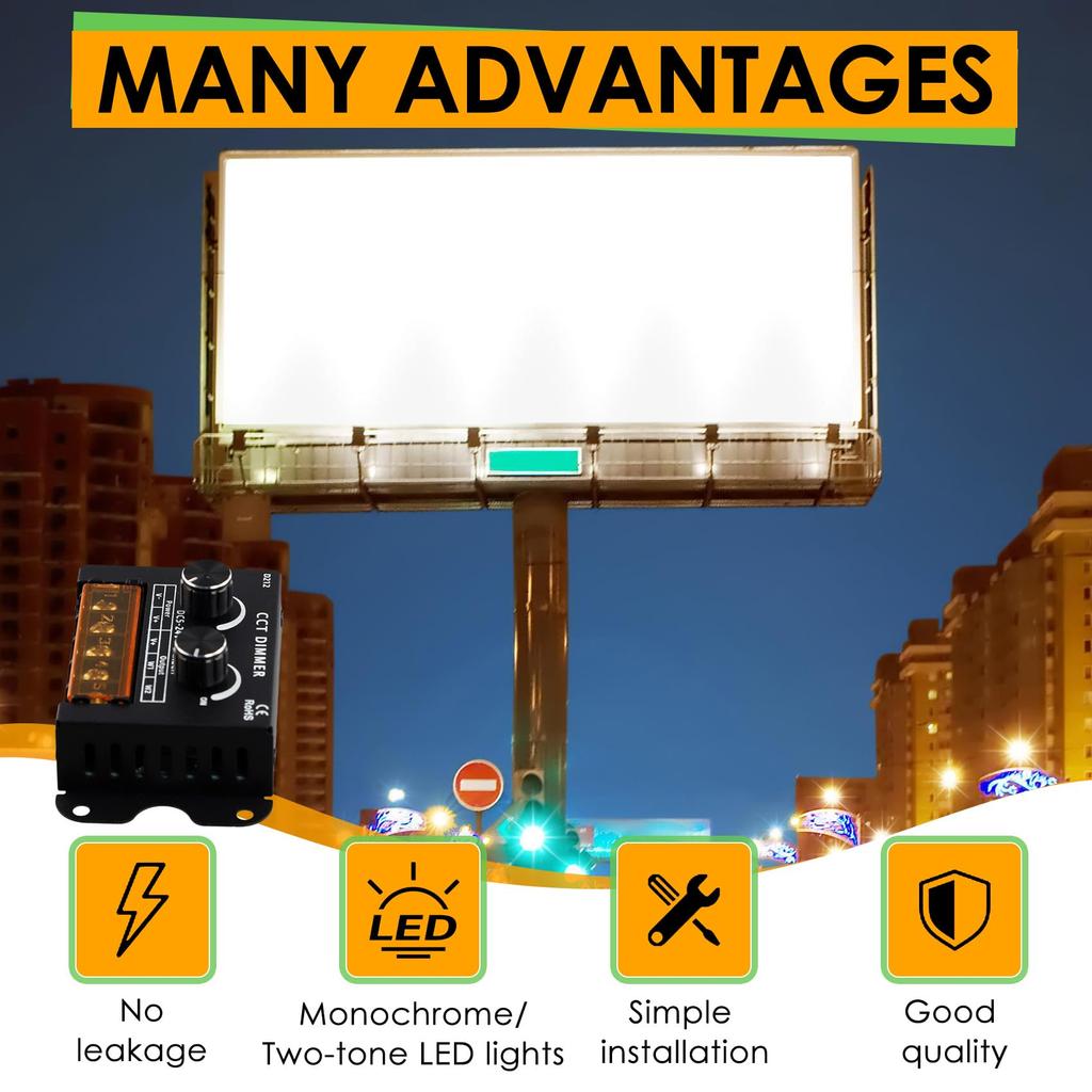 Pmjekiyh LED Controller DC 5-24V 15A Dimmable CCT Dual Color Temperature LED Strip Controller LED Light Box Sign