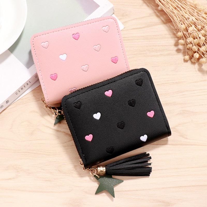Cute Mini Tassel Wallet Women Small Wallet Ladies Girl Short Zipper Lovely PU Leather Coin Purse Female Hand Wallet Purse