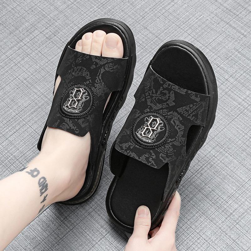 Fashion CYYTL Mens Slippers Casual Shoes Summer Beach Sandals Outdoor Slides Leather Walking Comfort Fashion Lightweight Luxury Designer