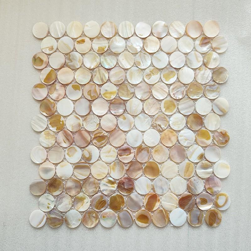 1 Stück Natürliche Muschel Mosaik Runde Fliese Hintergrund Wandaufkleber Küchen Tapete Fliese Badezimmer Hintergrund Dusche Dekorativer Aufkleber