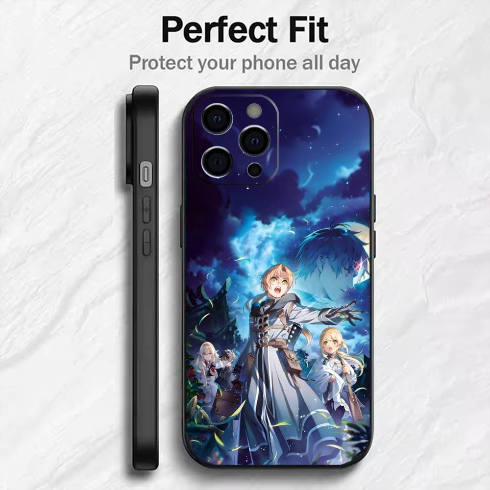 

MT-R-Reencarnacion Sin T-Trabajo Anime Phone Case For iPhone17,16,15,14,13,12 Plus,Max Soft Silicone Black Cover iPhone15promax