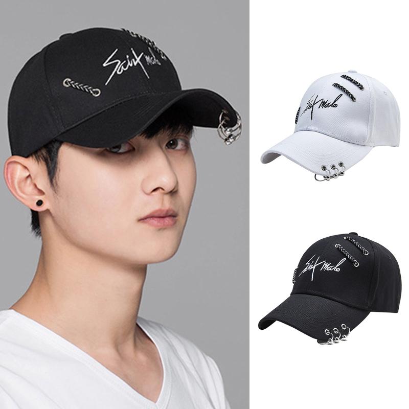 Casual Baseball Cap Letter Sport Cap Trendy Peaked Cap with Ring All-match for Outdoor Hiking Riding Camping Cycling