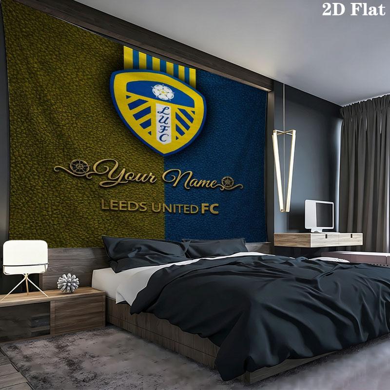 Tapiz de Pared con Nombre Personalizado del Leeds United Colgante Estético de Pared Manta de Tela Impresa Tapices Decorativos para Dormitorio Sala de Estar Decoración del Hogar