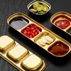 2pcs Stainless Steel Sauce Dish 4 Grids Divided Dipping Plates Seasoning Sauce Dip Bowl Vinegar Soy Spice Condiment Tray