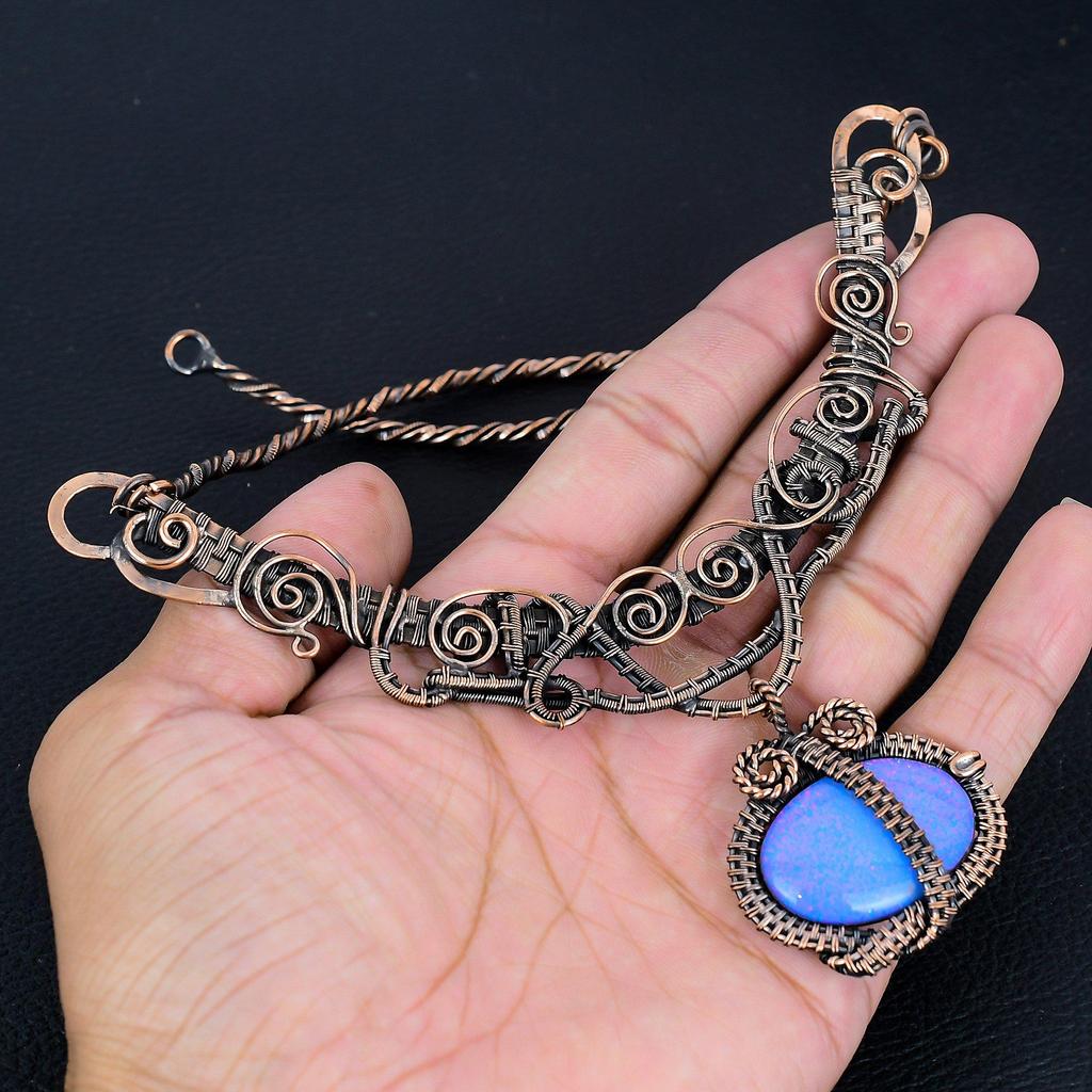 Australian Triplet Opal Necklace, 999 Copper Wire Wrapped Necklace Gemstone Jewelry, Handmade Necklace Amazing Jewelry, Gift For Her