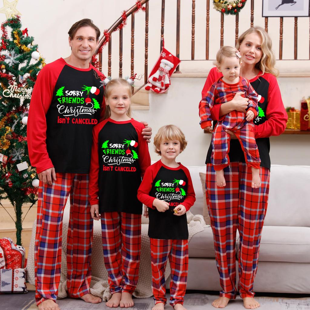 Drop Shipping  Christmas Pyjamas Family Matching Mom and Daughter Matching Outfits Mommy and Me Outfits Children Pajamas Set
