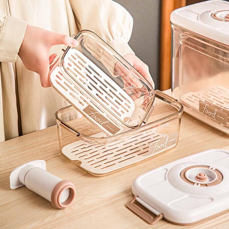 Creative Household Food Storage Box for Fruits Vegetables Durable Vacuum Sealer for Case with Pump Reusable Kitchen