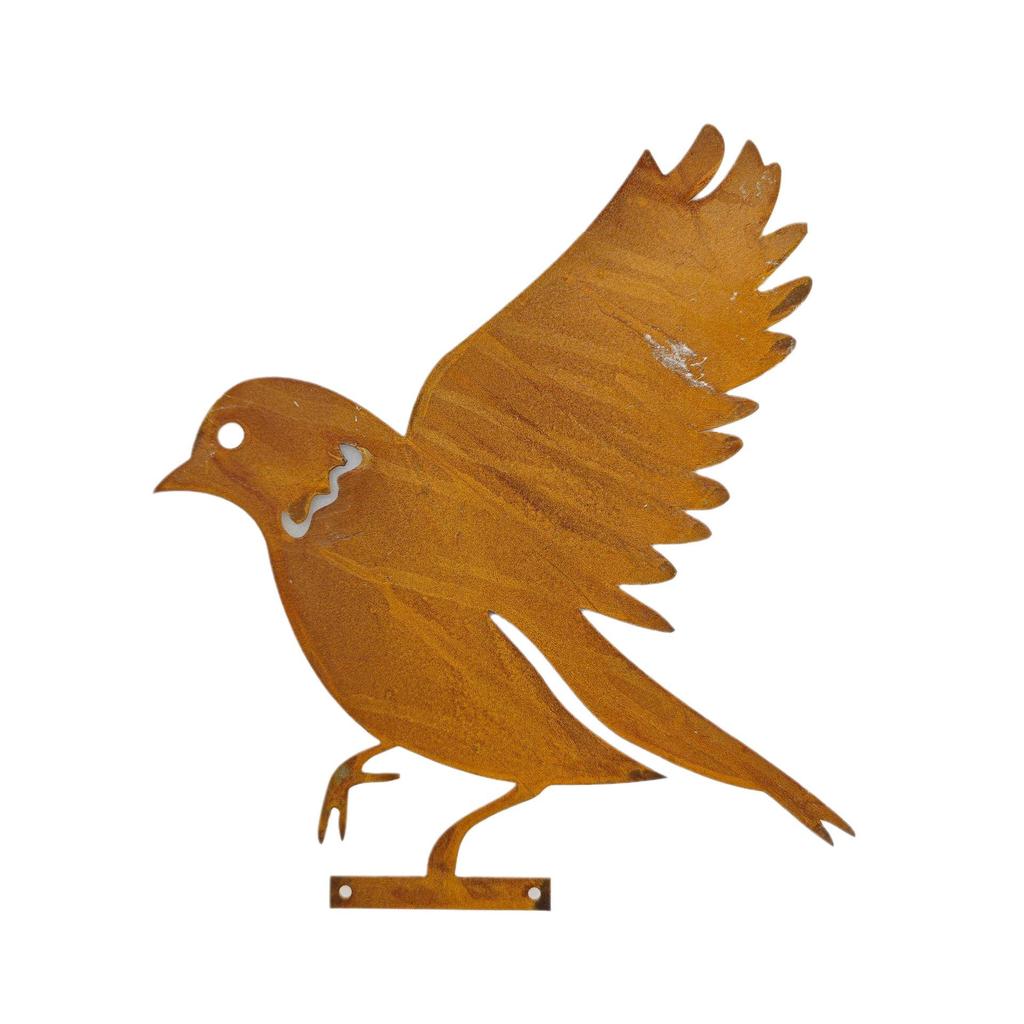 Rusty Metal Bird Silhouette: Distressed Outdoor Garden Ornament