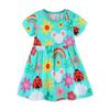 Summer New Children's Dress Girls Cartoon Animal Print Princess Dress Baby Round Neck Cotton Dress