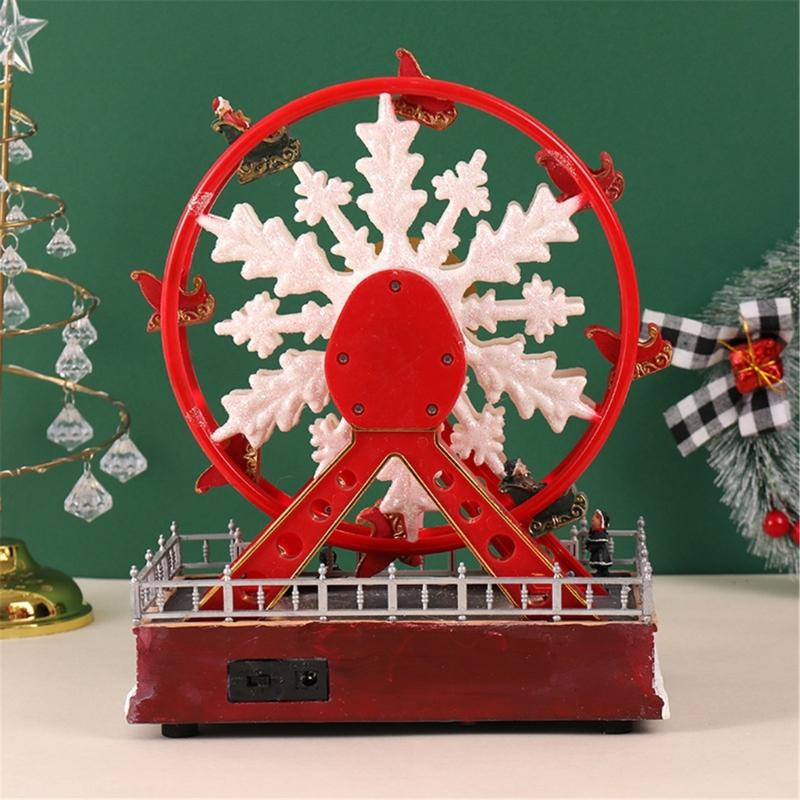 Elegant Ferris Wheel Decoration with LED Lights Rotating and Musical Tabletop Ornament Christmas Party Accessory