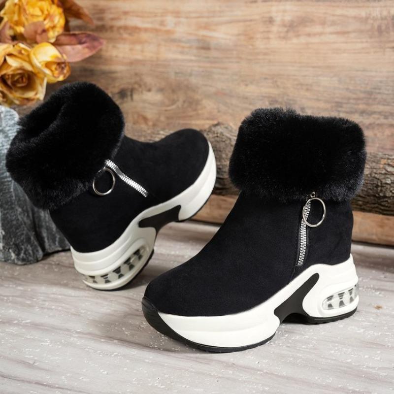 Thick-soled Shoes, Women's Ankle Boots, Plus-size Fashion Boots, Side Zipper Fleece Boots