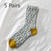 5 Pairs of Ladies Autumn and Winter New Style All Match National Wind Tube Socks