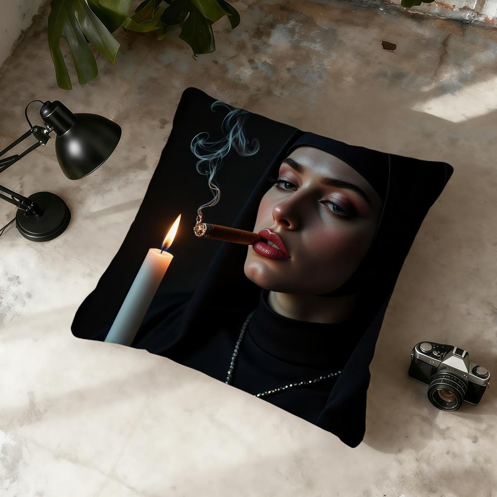 Smoking Nuns Art Aesthetic cushion cover Home Office Convenient Nordic Simplicity Hit With Zipper Cushion Cover 30cmx30cm