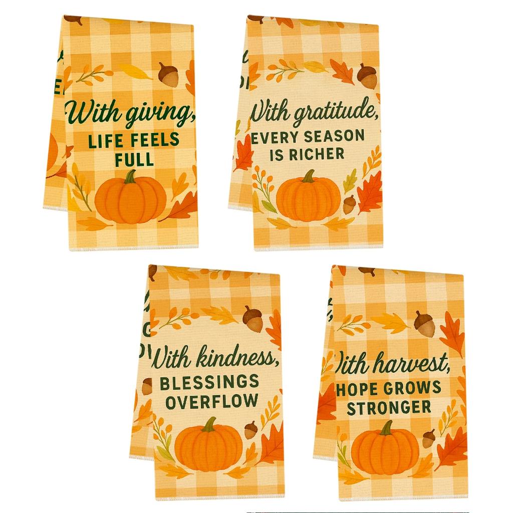 2/4/6pcs set Kitchen Towels Autumn Thanksgiving themed mapleHand Towels Christmas Decorations for Home Noel Dish Towels Gifts