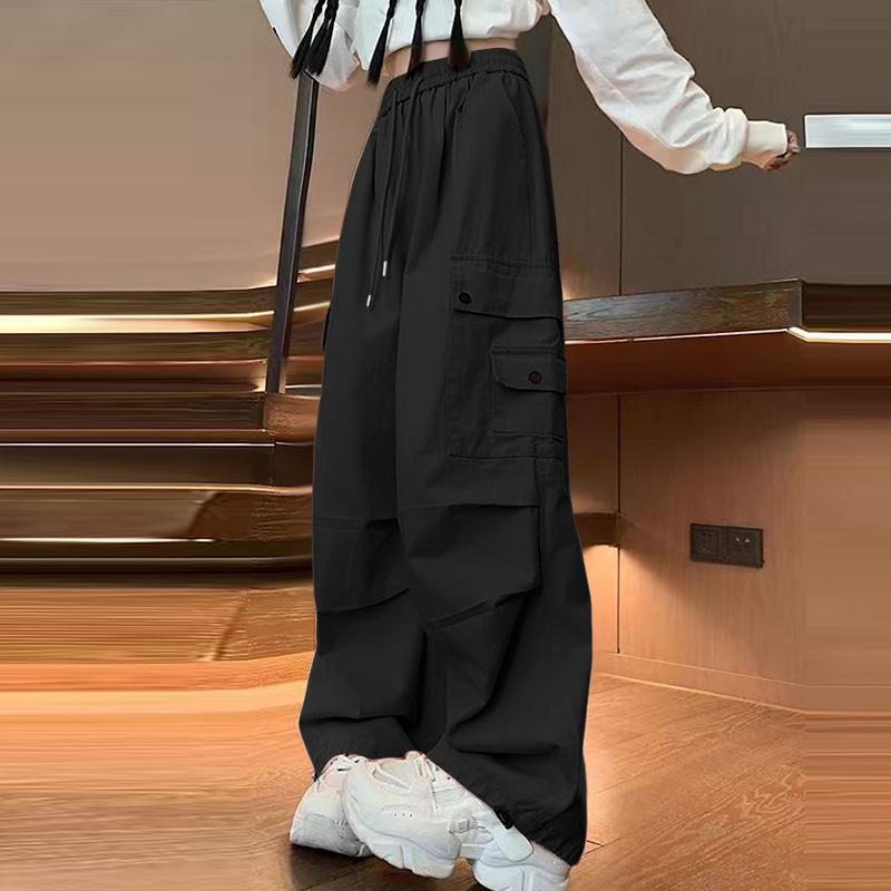 ZANZEA Women Elastic Waist Loose Casual Long Cargo Pants