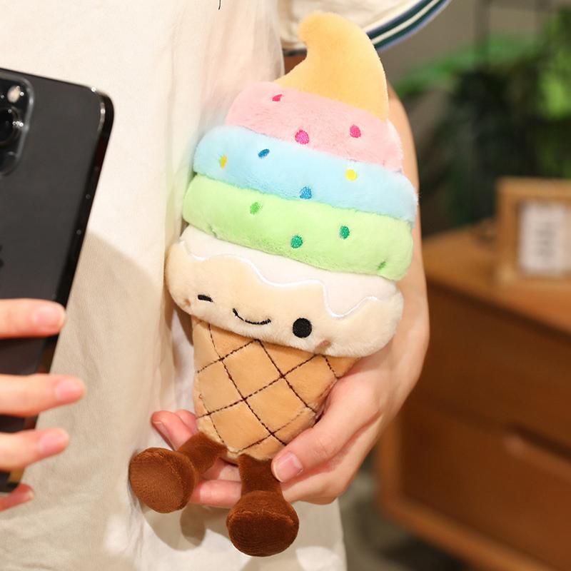 25Cm Cartoon Cute Rainbow Ice Cream Plush Doll With Legs Colorful Sweet Ice Cream Plush Toy Home Decoration Gift For Children