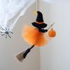 Halloween Hanging Witch Decor Mini Plush Flying Witch Doll with Broom for Haunted House Lawn Garden Patio Halloween Party Decor