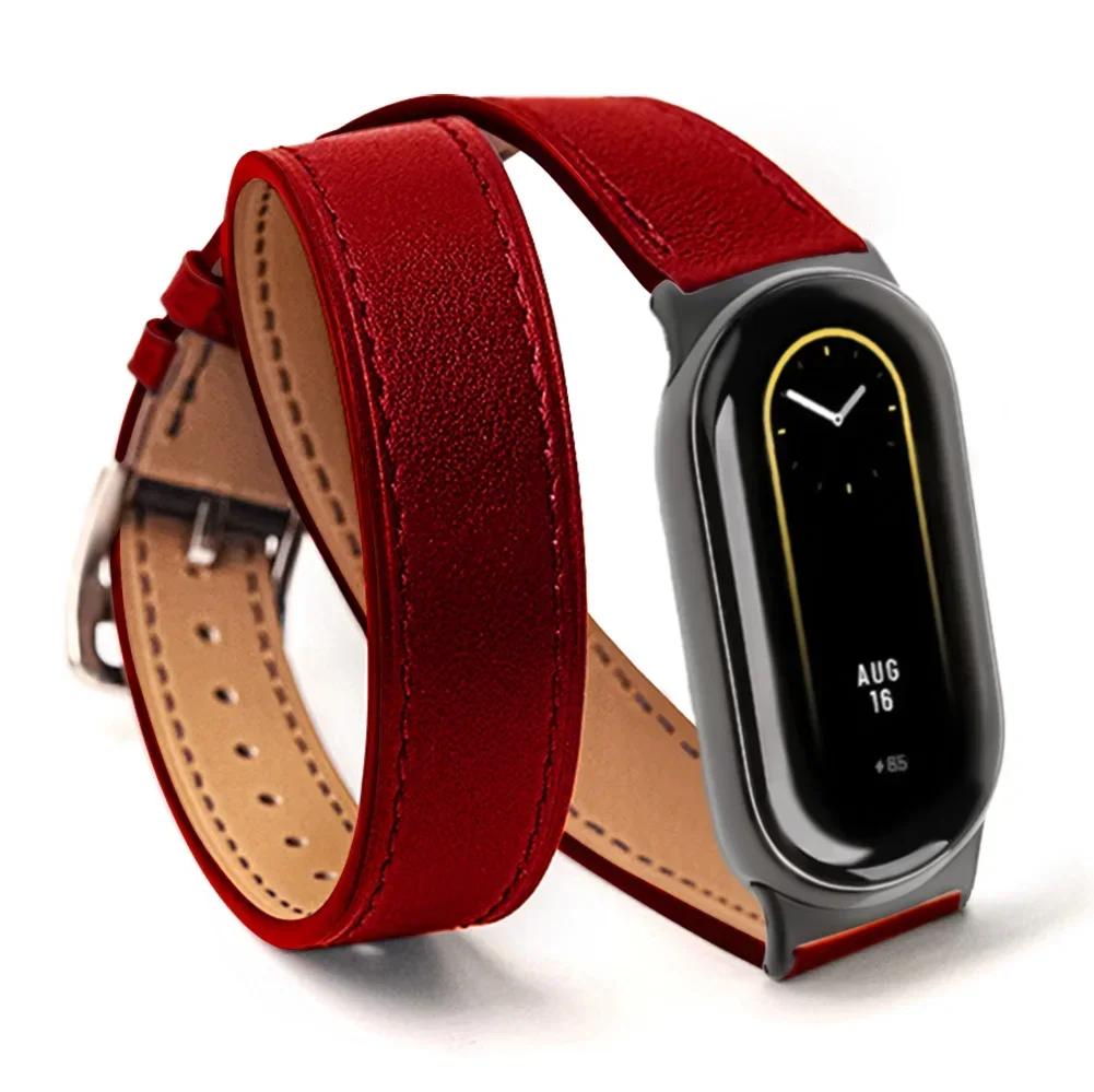 For Mi Band 8 Strap Leather Band For Xiaomi Mi Band9 Wrist Strap Correa Watch Replacement Miband8/9 NFC Sports Bracelet Pulseira