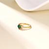 Women's Retro Japanese Cultured Emerald Green Gemstone Fashion Ring