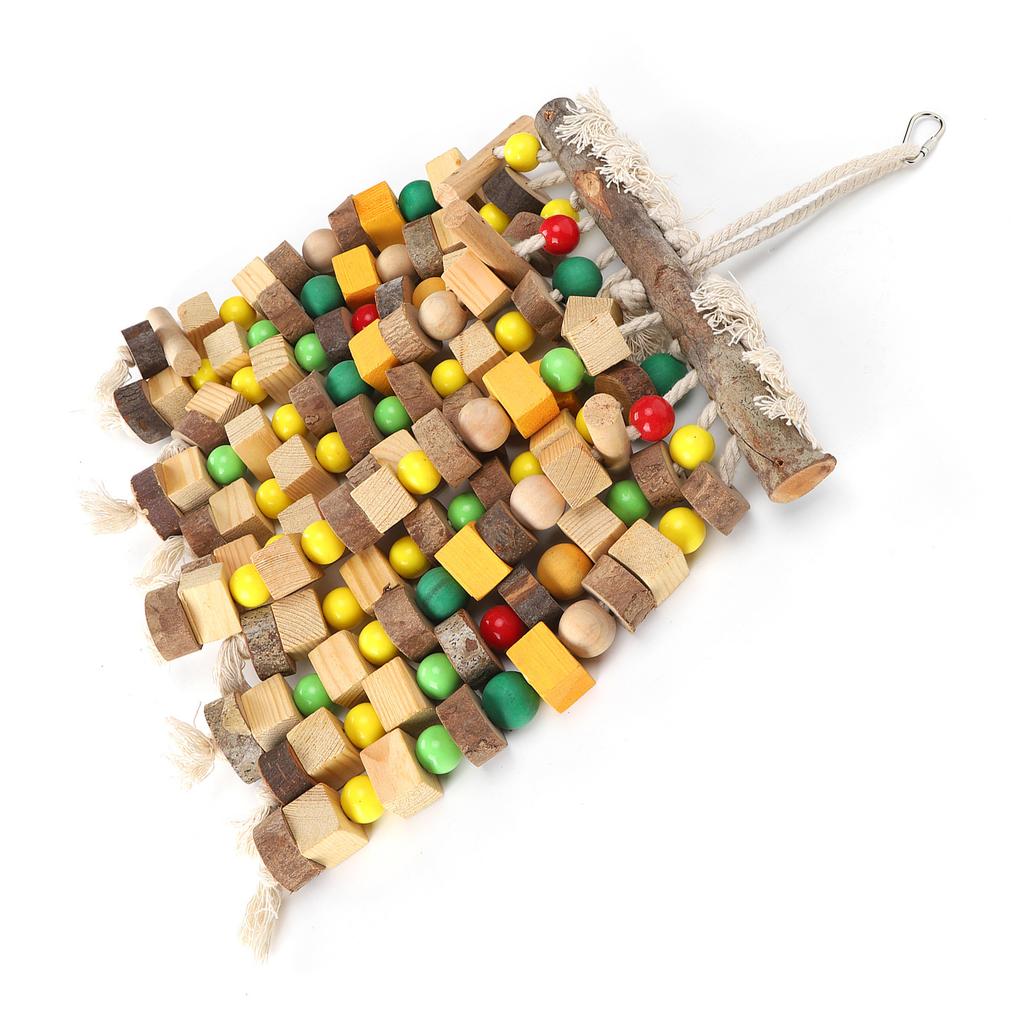 Hanging Chewing Toy Multicolored Natural Wooden Bird Tearing Blocks for Large  