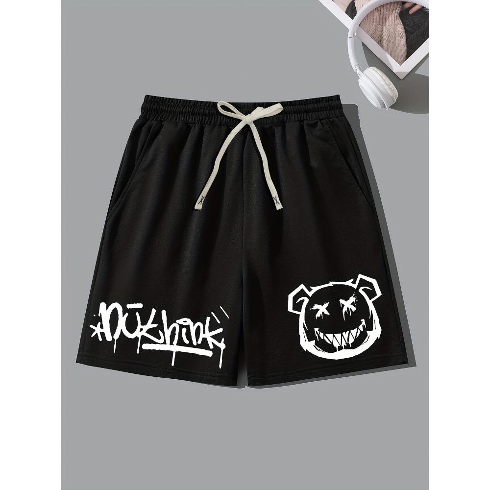 

Japanese Streetwear Style Printed Men s Shorts Summer Loose Straight-Leg Five-Point Casual Sports Mid Pants M