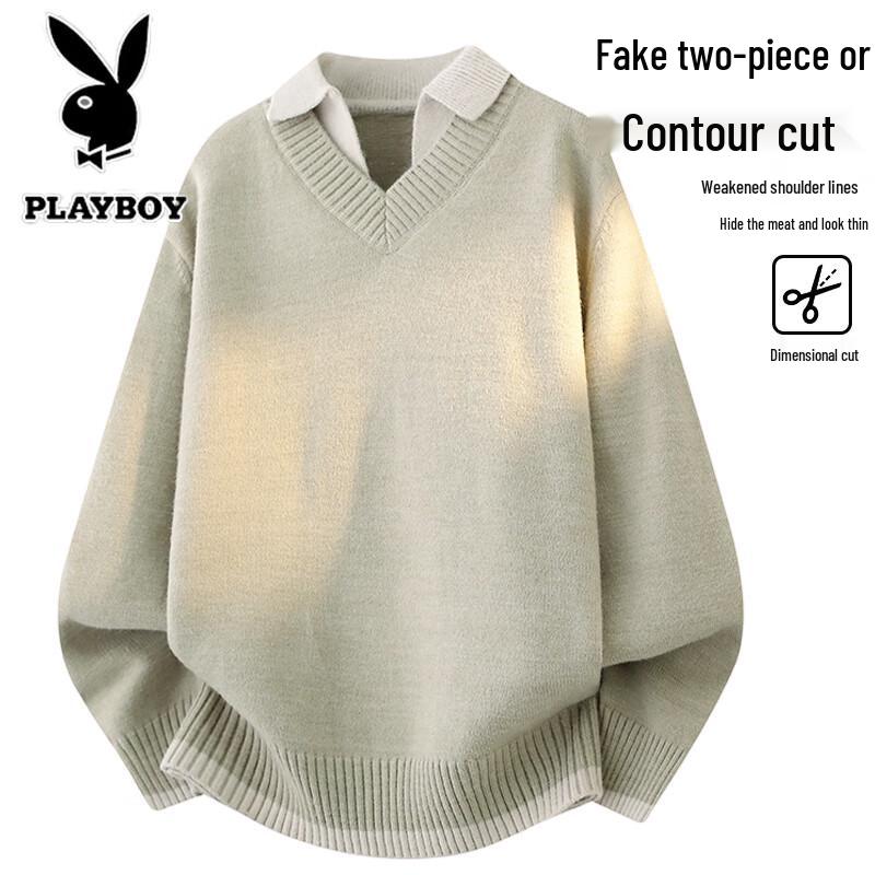 Мужской термовязаный свитер PLAYBOY 2XL хаки
