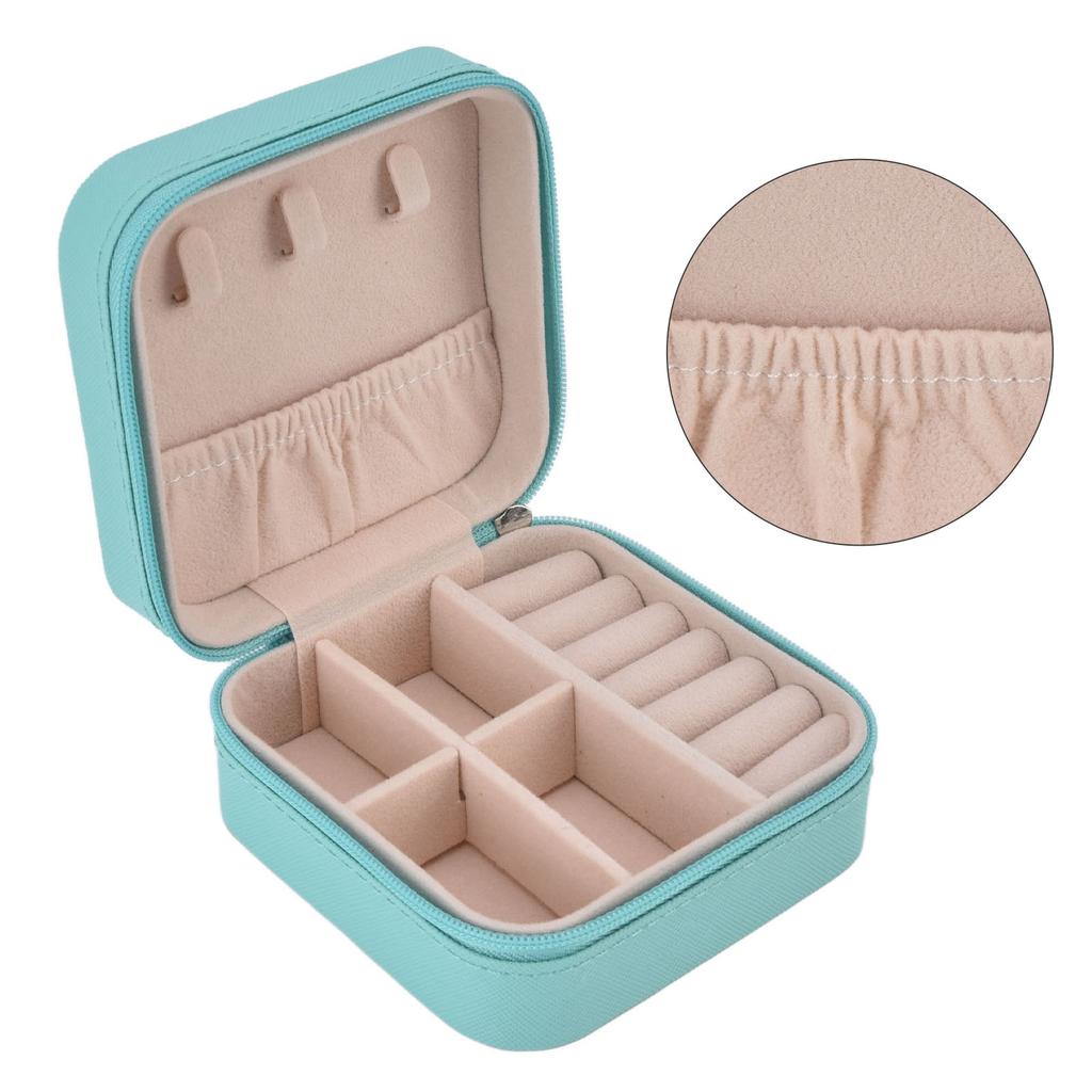 Tragbares Schmuckkästchen mit Reißverschluss 4 Fächer Große Kapazität Facheinteilung Aufbewahrung Weiche Auskleidung Mini Schmuck